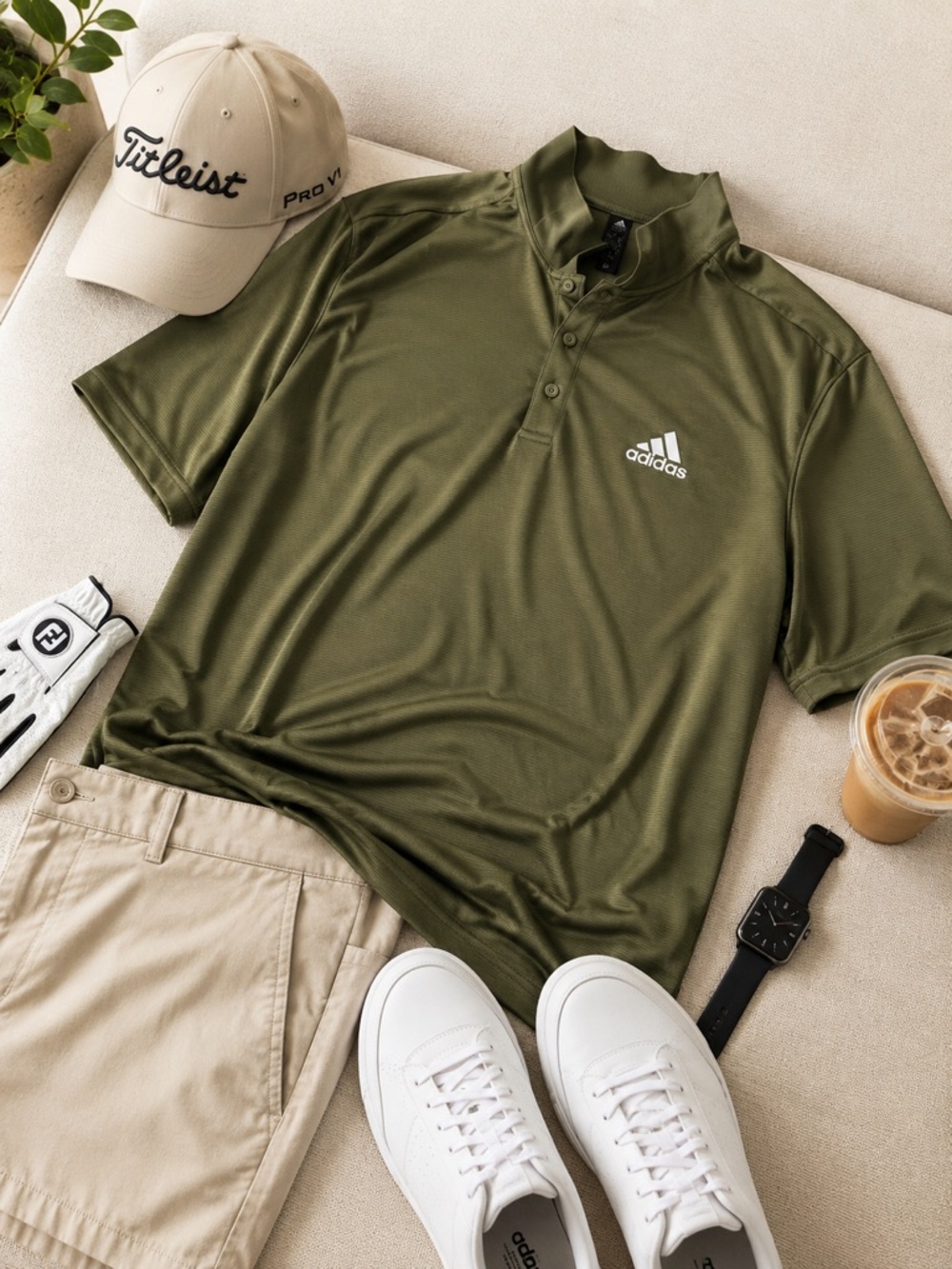 Adidas Logo Polo Shirt Olive Green Golf Athleisure Casual Size 4XL